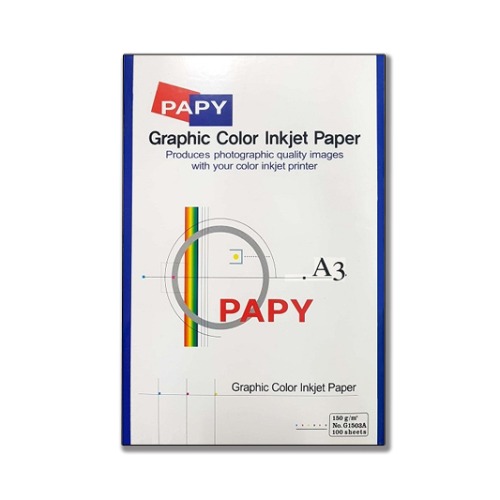 PAPY 컬러잉크젯전용지 150gsm A3 100매/권 G1503A 143g 미쯔비시
